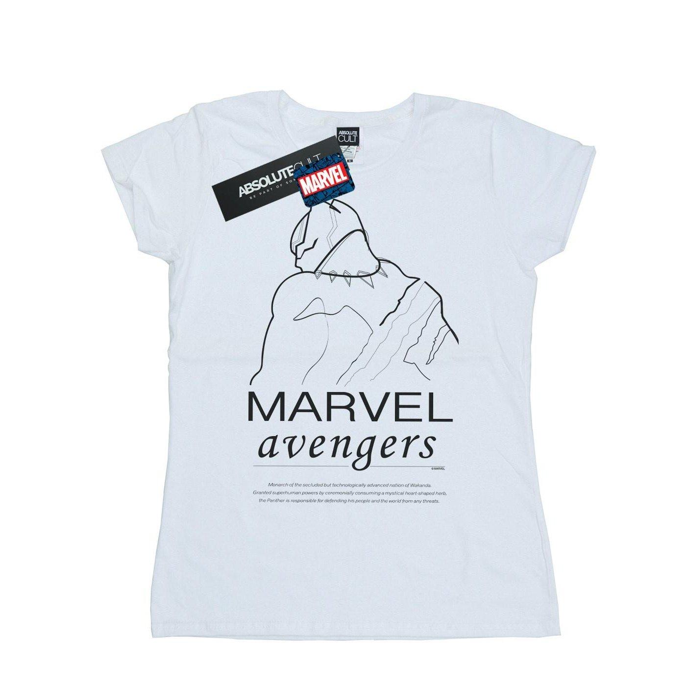 Black Panther Single Line Tshirt Damen Weiss XL von MARVEL