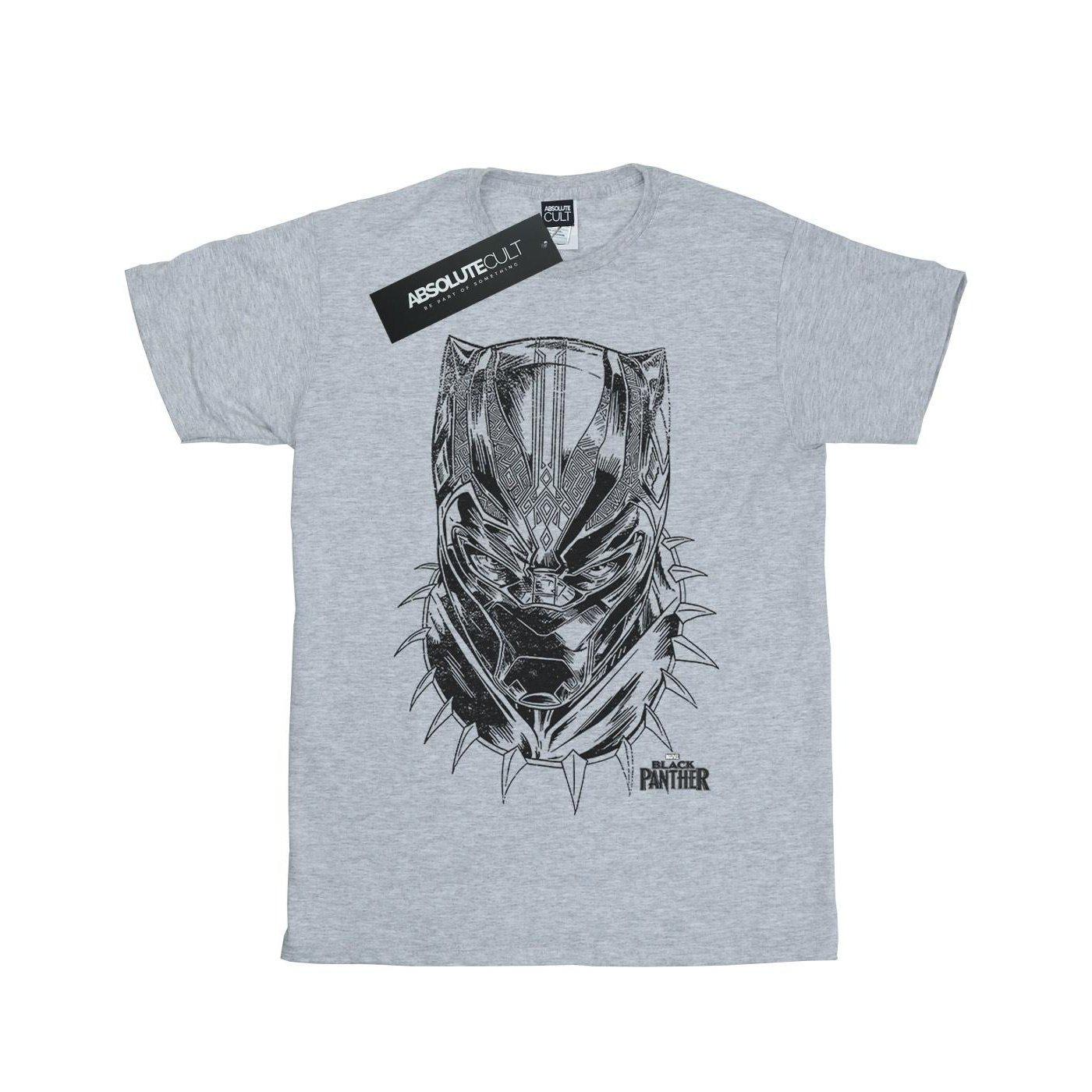 Black Panther Spray Headshot Tshirt Jungen Grau 140/146 von MARVEL