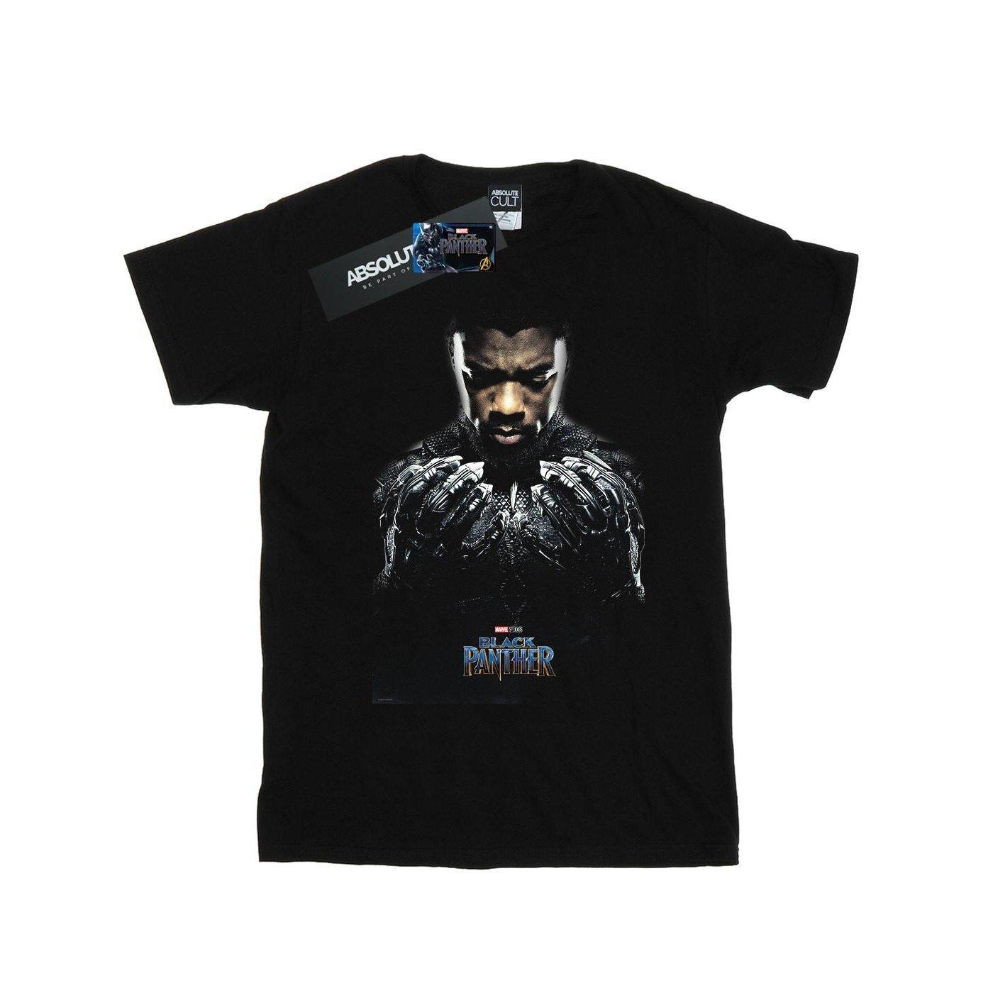Black Panther T'challa Poster Tshirt Jungen Schwarz 116 von MARVEL