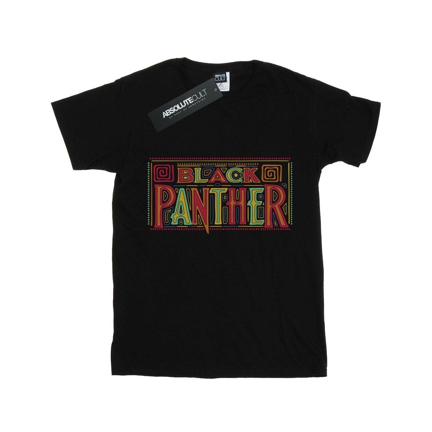 Black Panther Tribal Logo Tshirt Mädchen Schwarz 128 von MARVEL