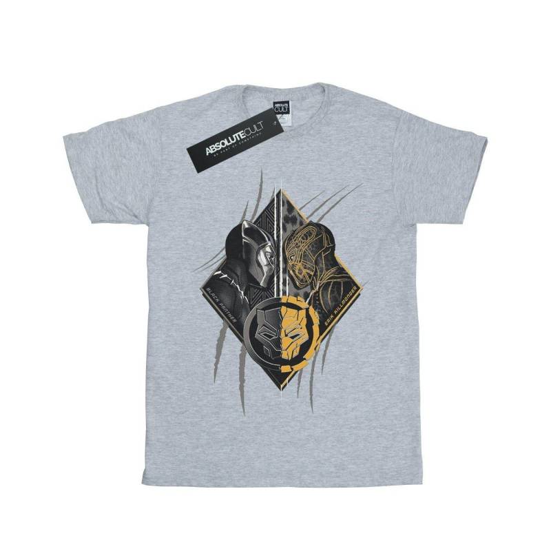 Black Panther Vs Killmonger Tshirt Mädchen Grau 116 von MARVEL