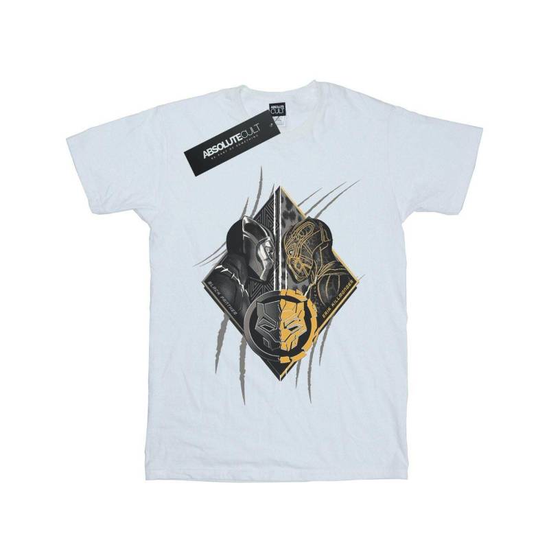 Black Panther Vs Killmonger Tshirt Unisex Weiss 128 von MARVEL