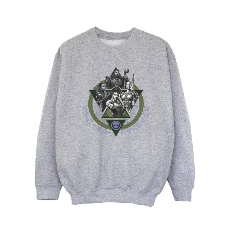 Black Panther Wakanda Forever Group Ring Pose Sweatshirt Mädchen Grau 104 von MARVEL