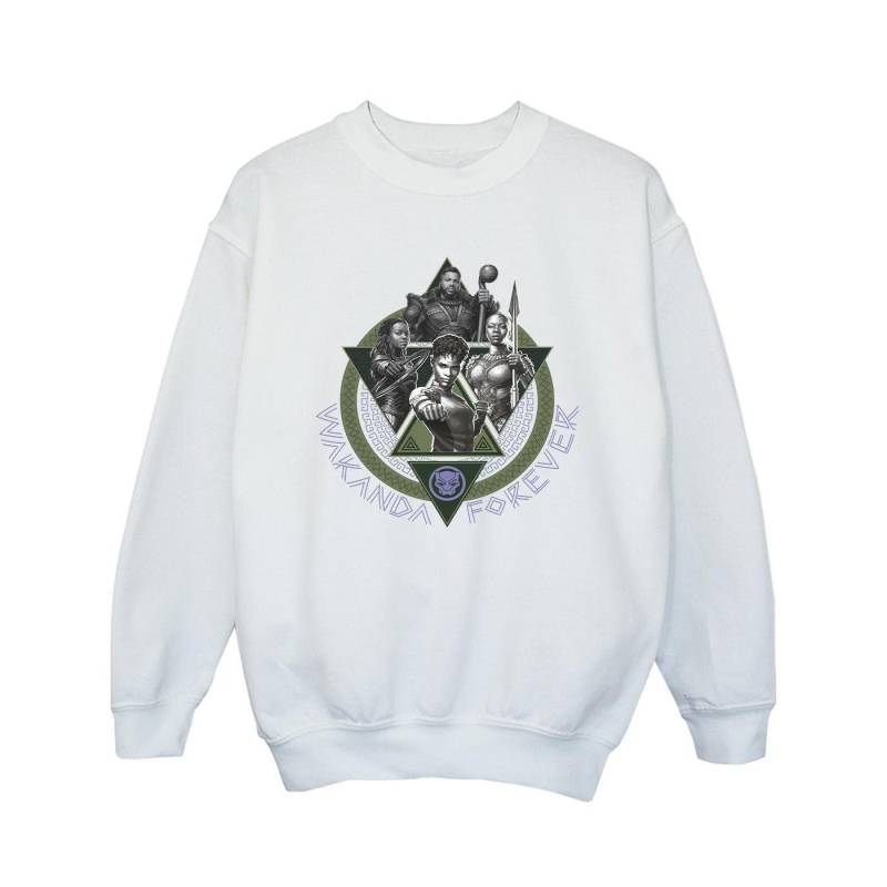 Black Panther Wakanda Forever Group Ring Pose Sweatshirt Mädchen Weiss 104 von MARVEL