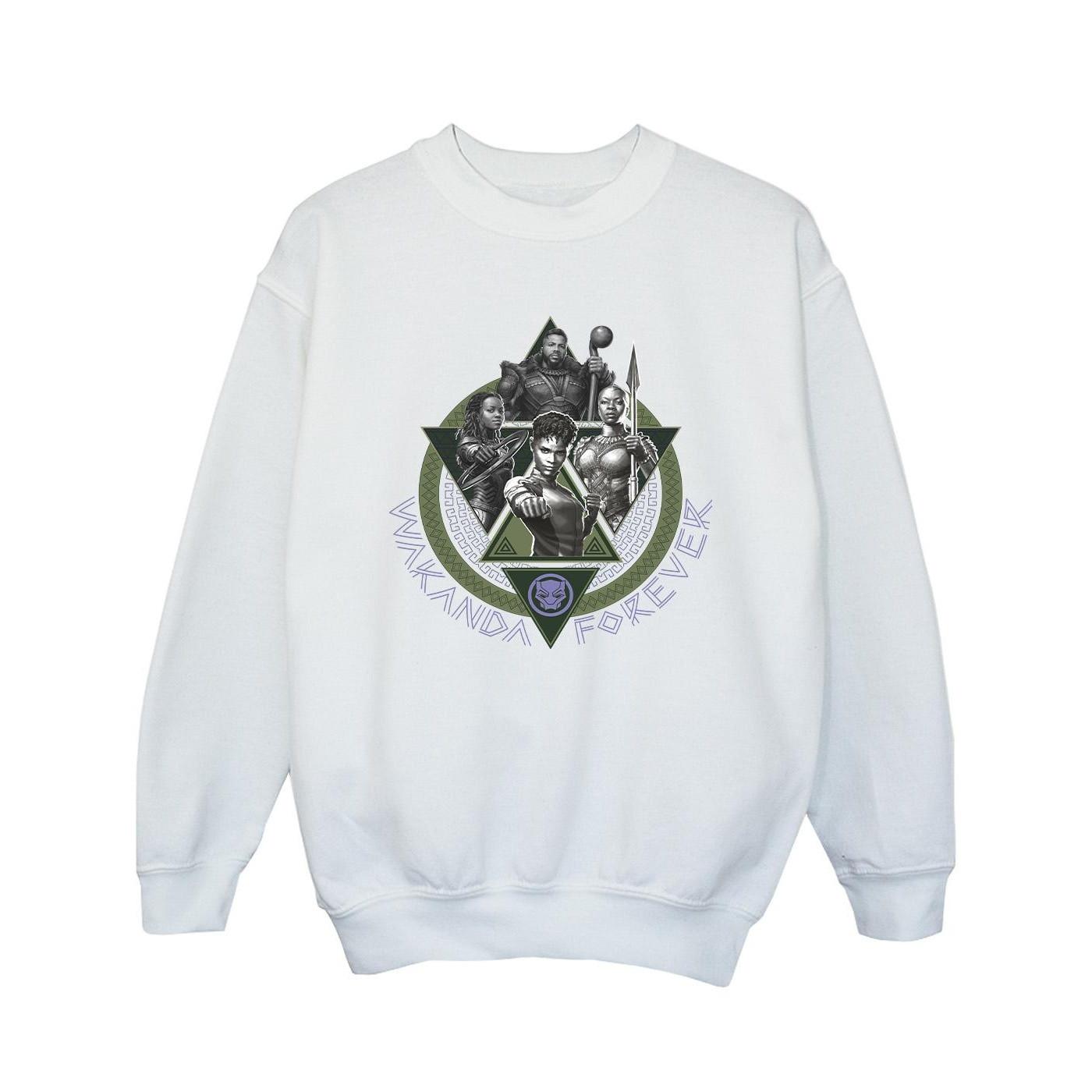 Black Panther Wakanda Forever Group Ring Pose Sweatshirt Mädchen Weiss 116 von MARVEL