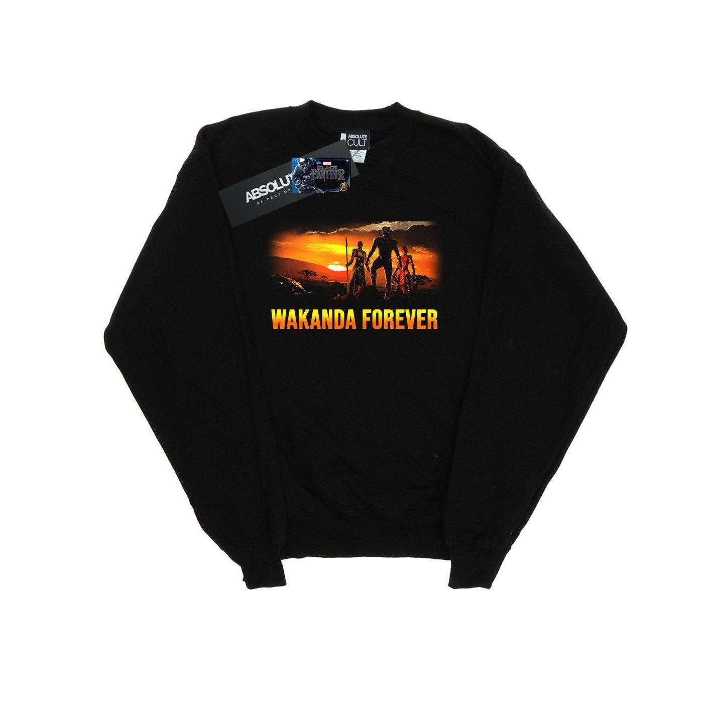 Black Panther Wakanda Forever Sweatshirt Damen Schwarz XXL von MARVEL