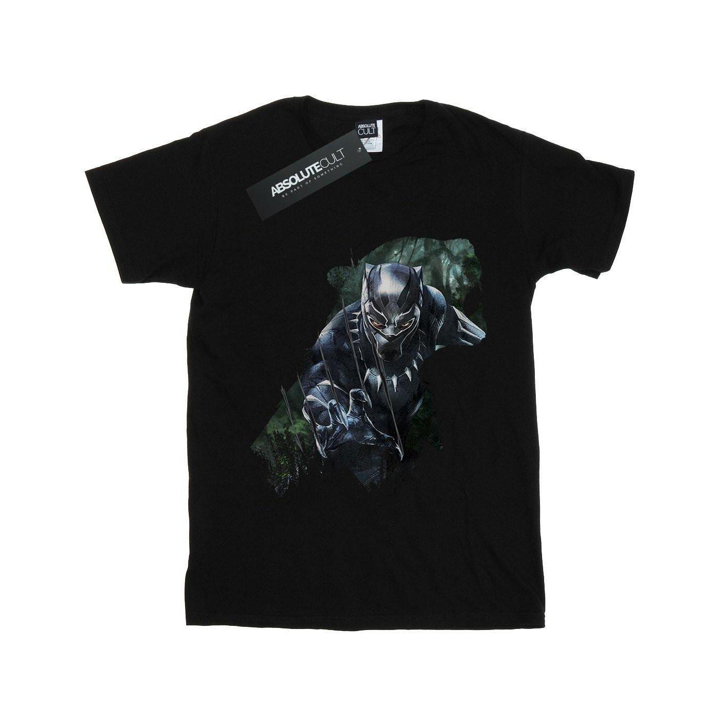 Black Panther Wild Silhouette Tshirt Mädchen Schwarz 128 von MARVEL