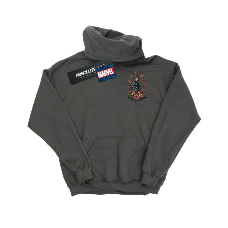 Black Widow Tattoo Breast Print Kapuzenpullover Mädchen Charcoal Black 140/146 von MARVEL