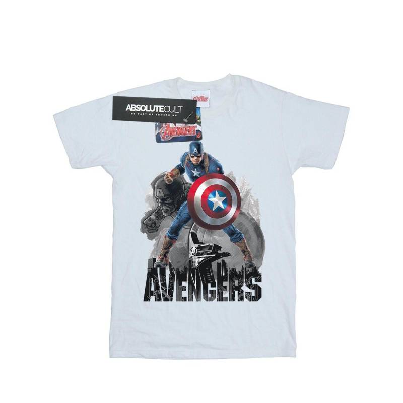 Captain America Action Pose Tshirt Damen Weiss 3XL von MARVEL