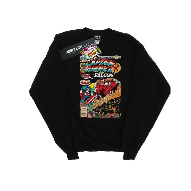 Captain America And Falcon Comic Cover Sweatshirt Jungen Schwarz 128 von MARVEL