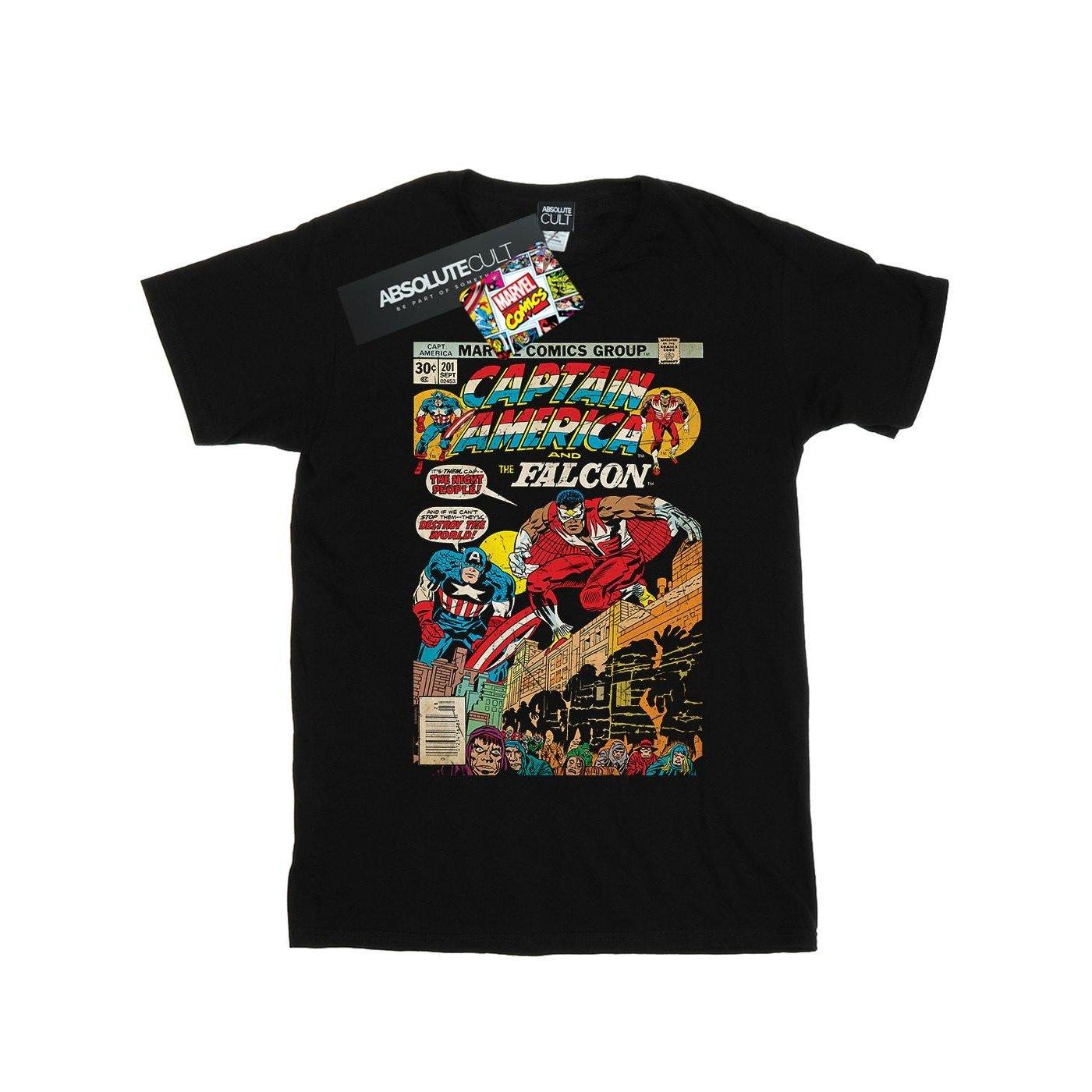 Captain America And Falcon Comic Cover Tshirt Herren Schwarz 3XL von MARVEL