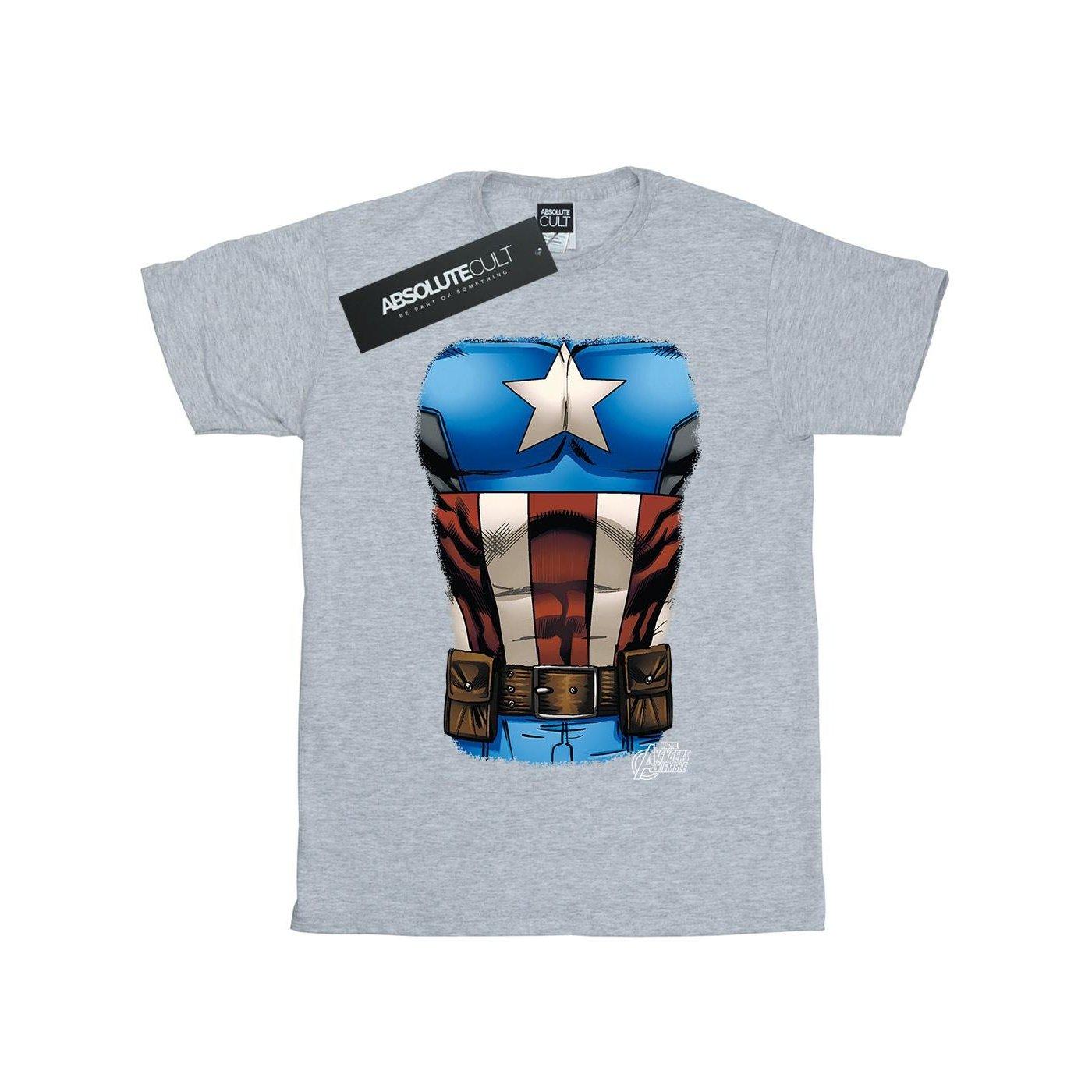 Captain America Chest Burst Tshirt Herren Grau 3XL von MARVEL