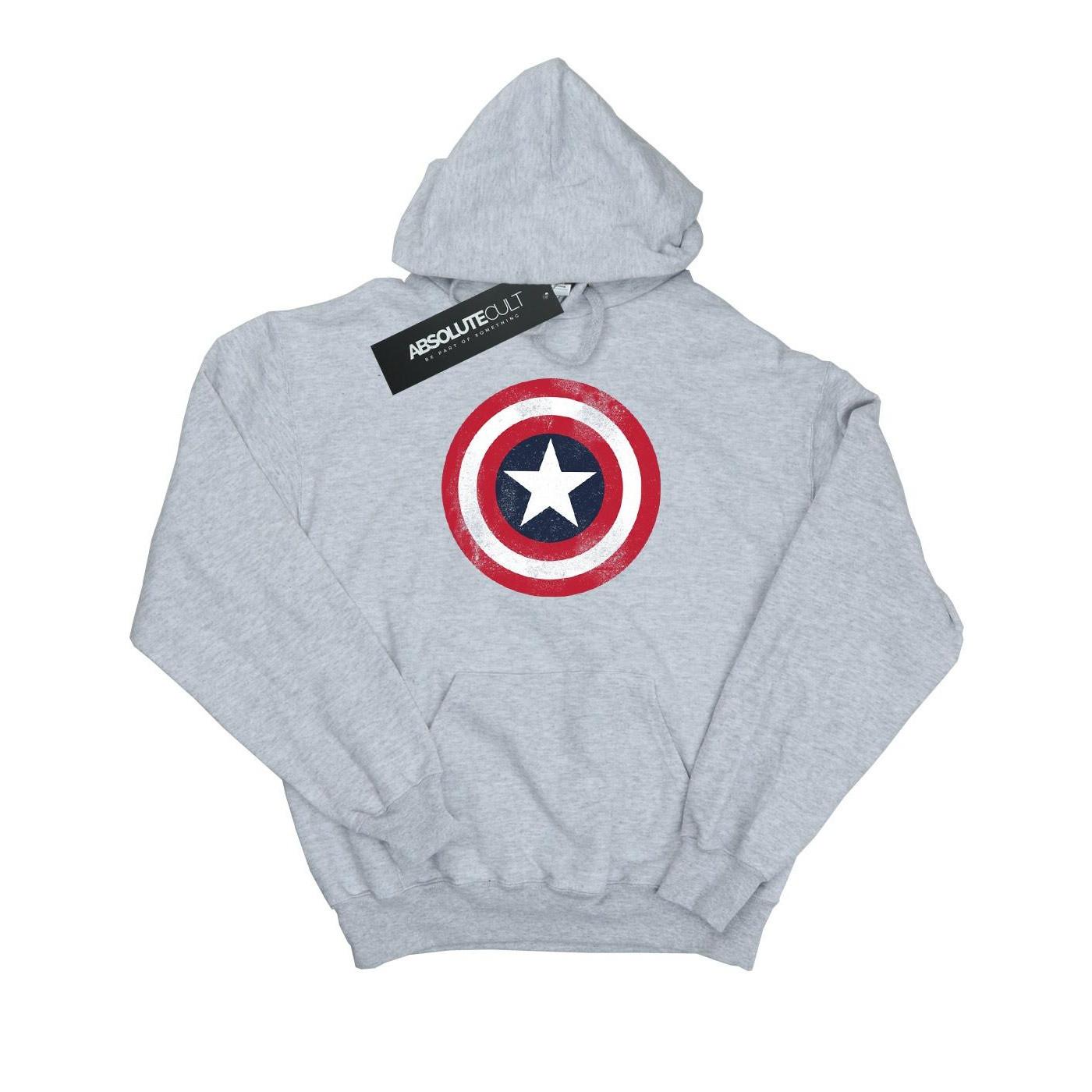 Captain America Distressed Shield Kapuzenpullover Damen Grau L von MARVEL