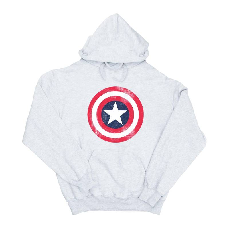 Captain America Distressed Shield Kapuzenpullover Damen Grau L von MARVEL