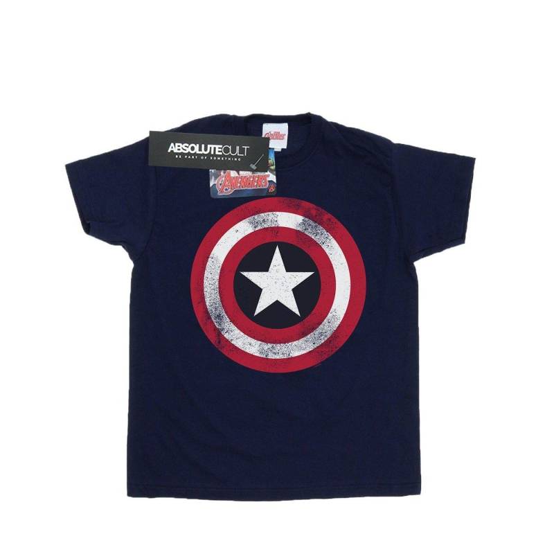 Captain America Distressed Shield Tshirt Herren Marine XL von MARVEL