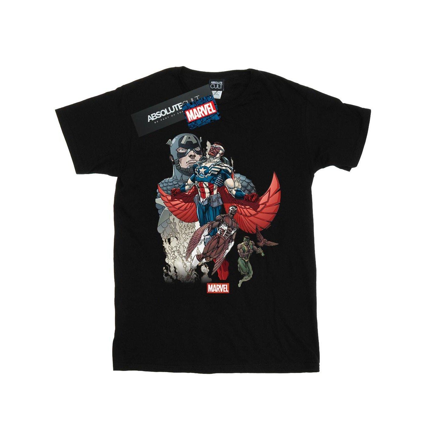 Captain America Falcon Evolution Tshirt Damen Schwarz 3XL von MARVEL