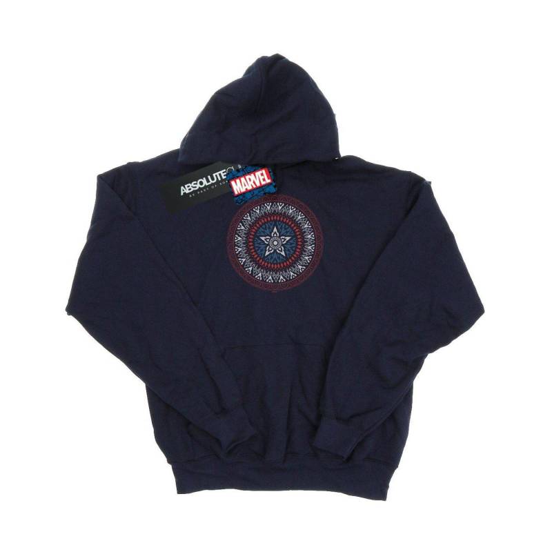 Captain America Ornamental Shield Kapuzenpullover Mädchen Marine 128 von MARVEL