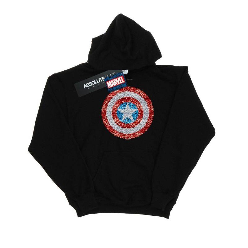 Captain America Pixelated Shield Kapuzenpullover Mädchen Schwarz 128 von MARVEL