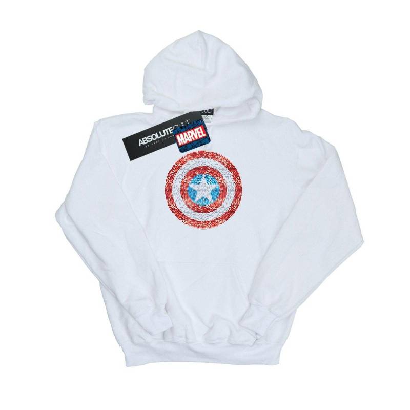 Captain America Pixelated Shield Kapuzenpullover Mädchen Weiss 116 von MARVEL