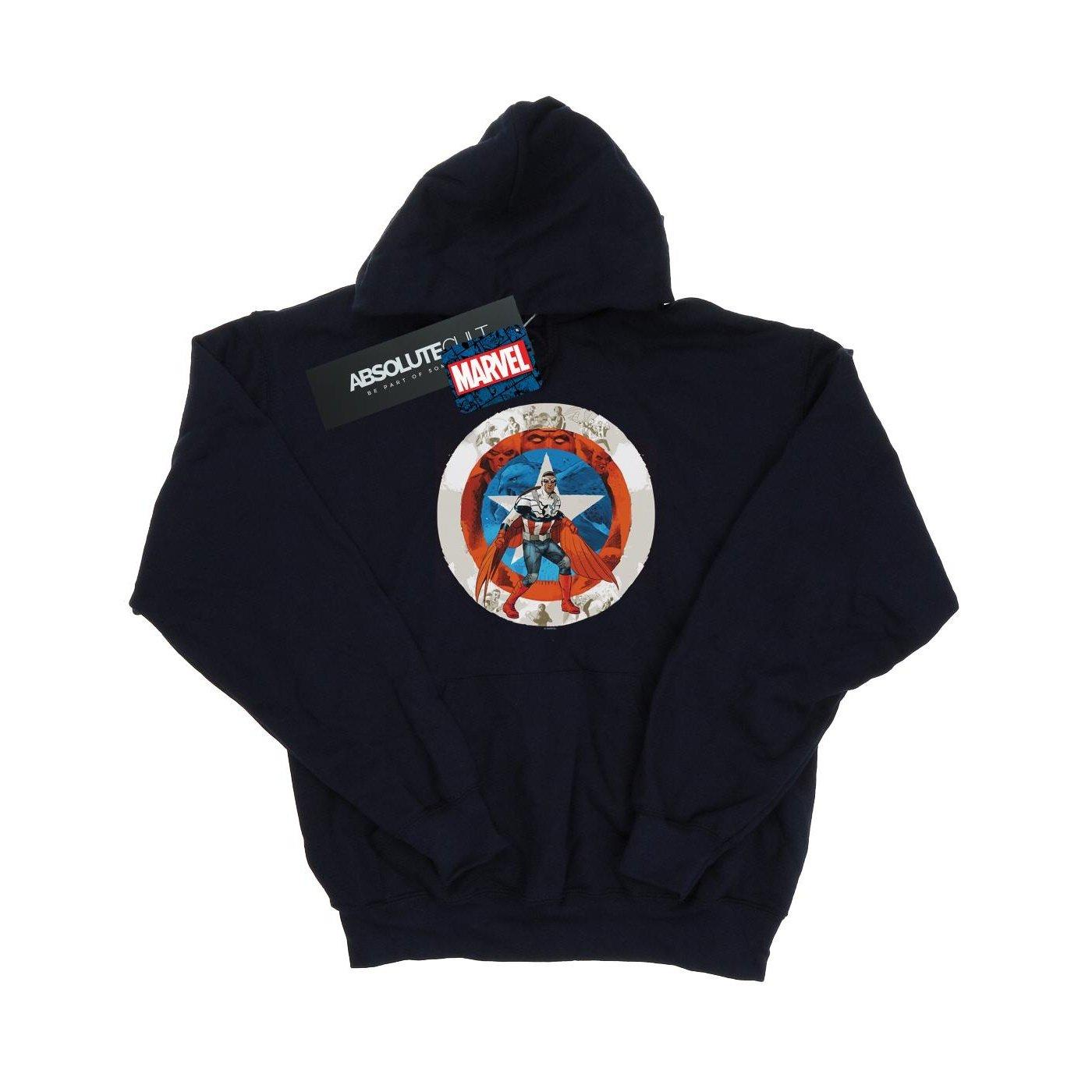 Captain America Sam Wilson Shield Kapuzenpullover Mädchen Marine 128 von MARVEL