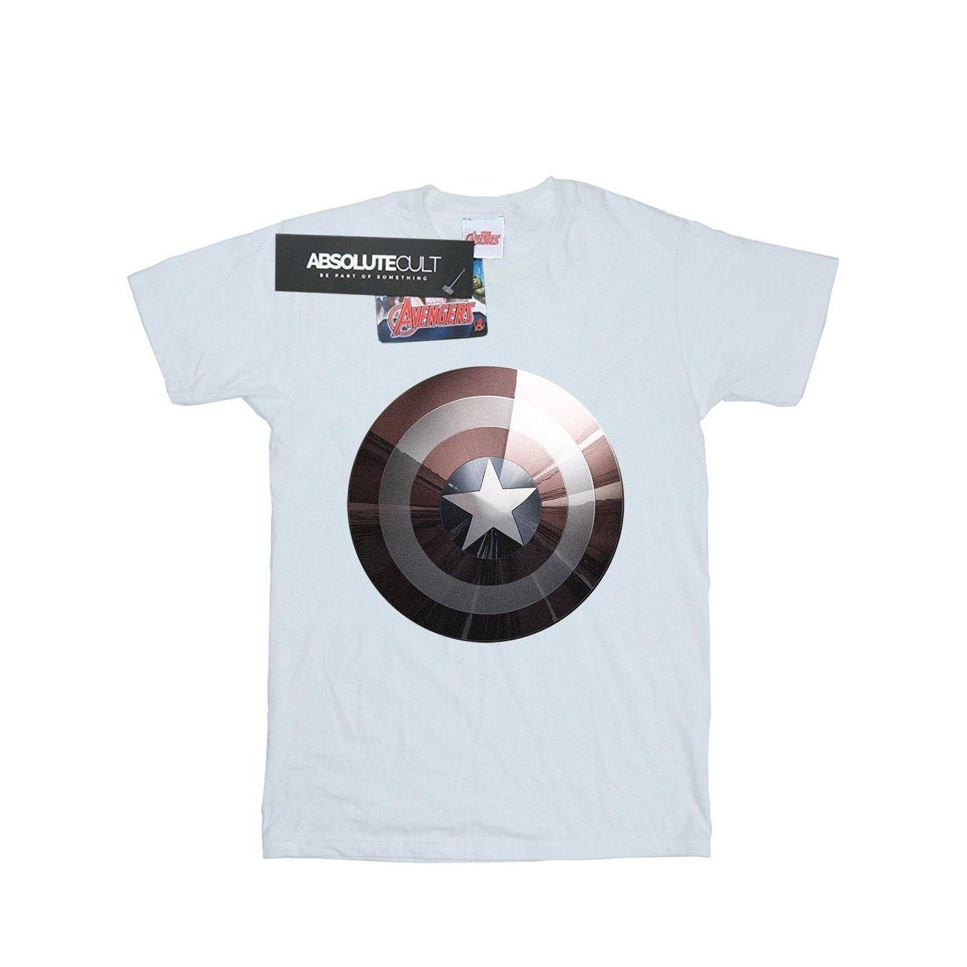 Captain America Shield Shiny Tshirt Damen Weiss 3XL von MARVEL