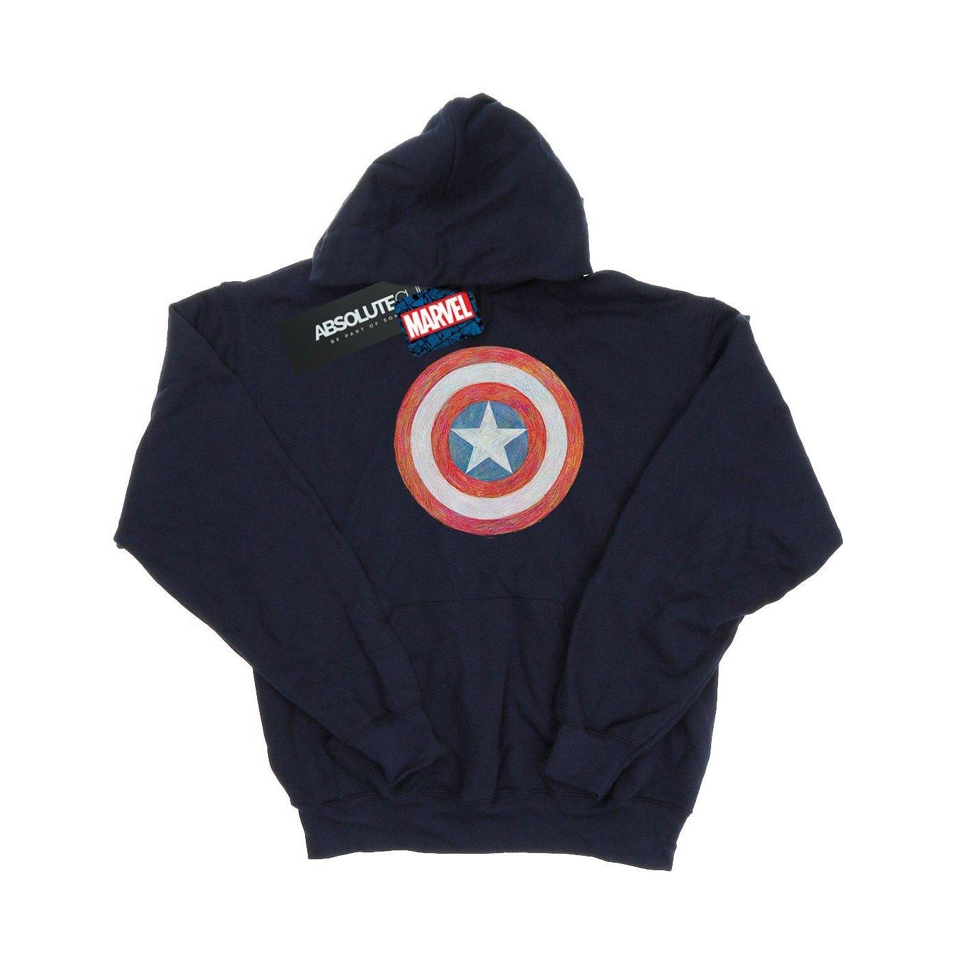 Captain America Sketched Shield Kapuzenpullover Mädchen Marine 140/146 von MARVEL