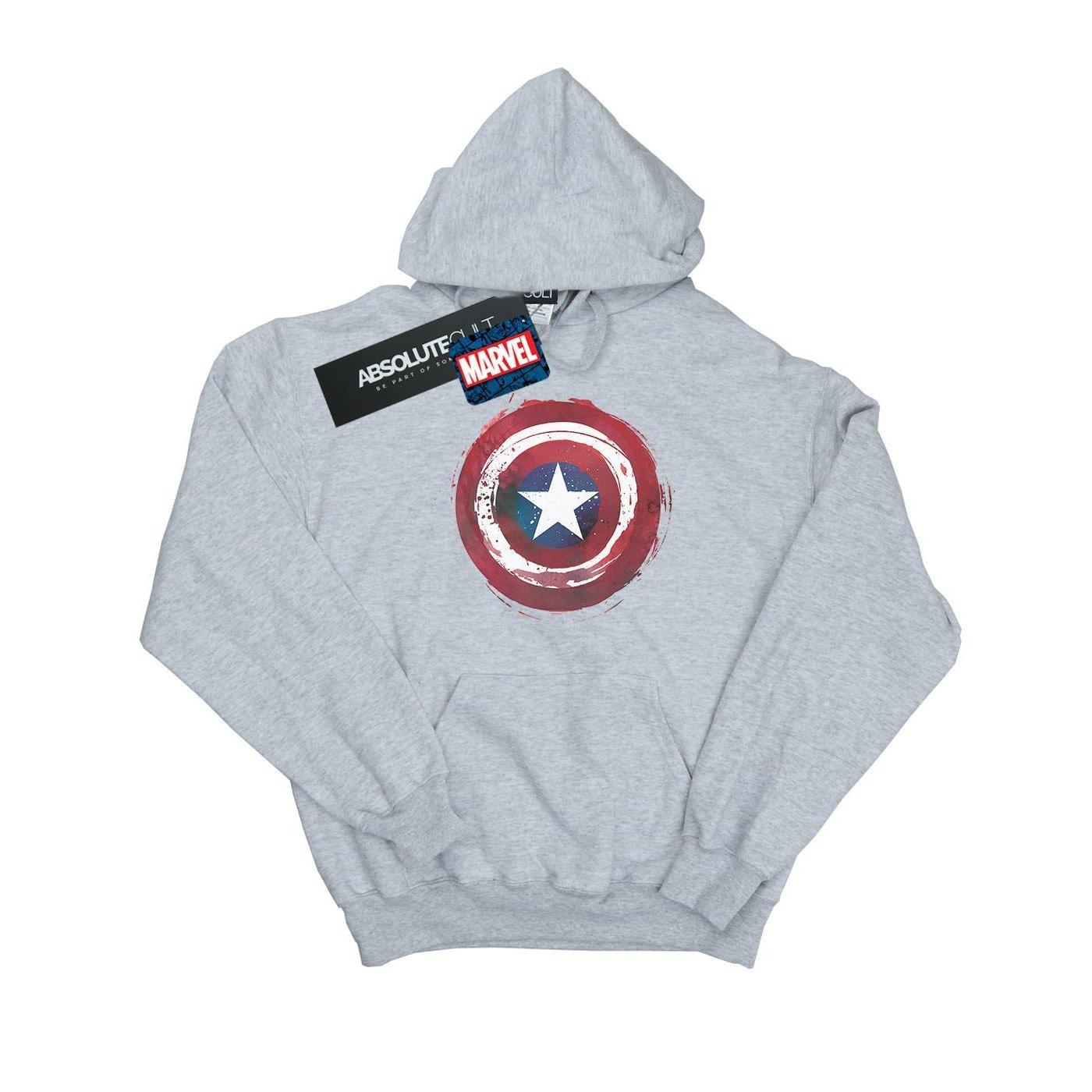 Captain America Splatter Shield Kapuzenpullover Damen Grau L von MARVEL