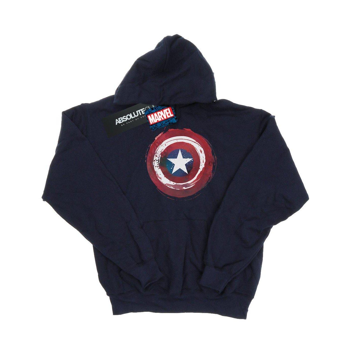 Captain America Splatter Shield Kapuzenpullover Damen Marine S von MARVEL