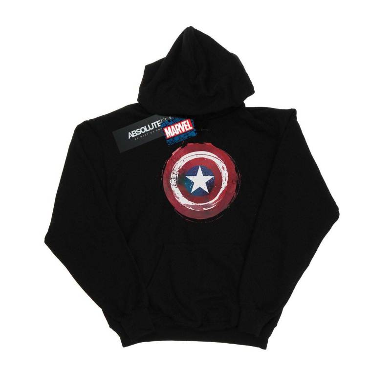 Captain America Splatter Shield Kapuzenpullover Damen Schwarz M von MARVEL