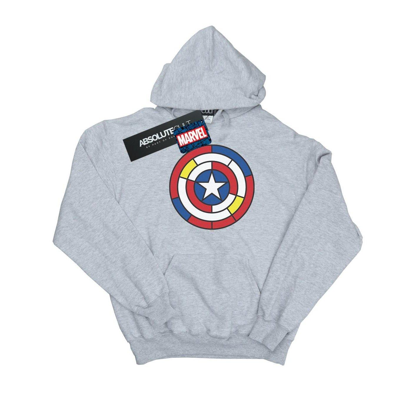 Captain America Stained Glass Shield Kapuzenpullover Damen Grau S von MARVEL