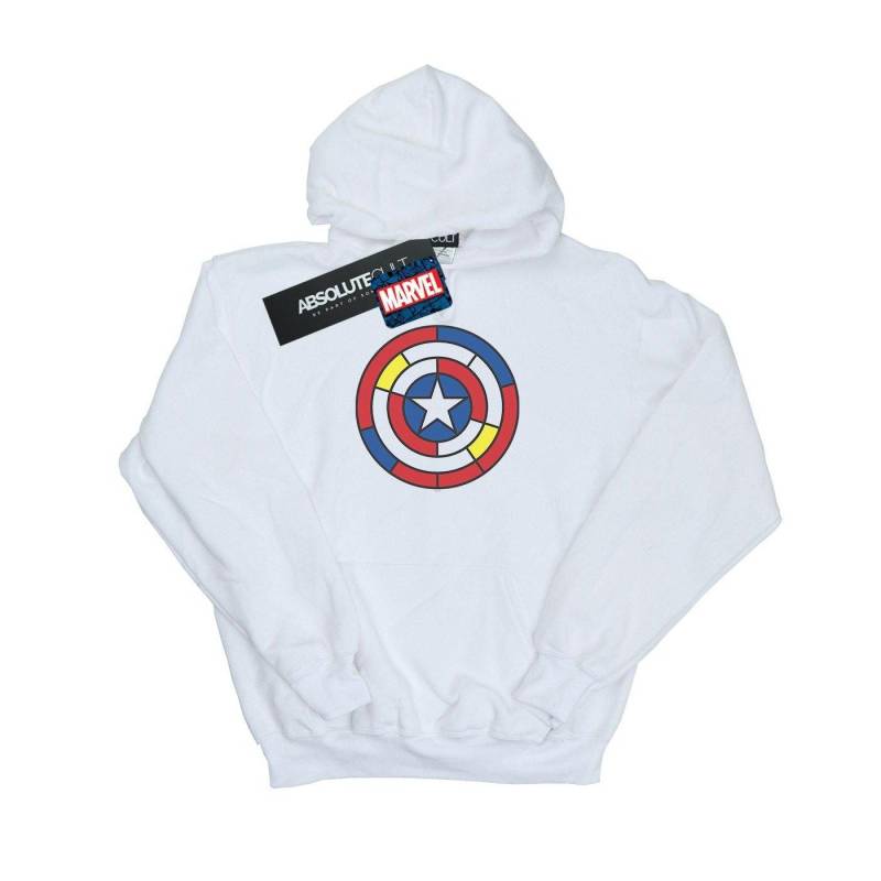 Captain America Stained Glass Shield Kapuzenpullover Herren Weiss XXL von MARVEL