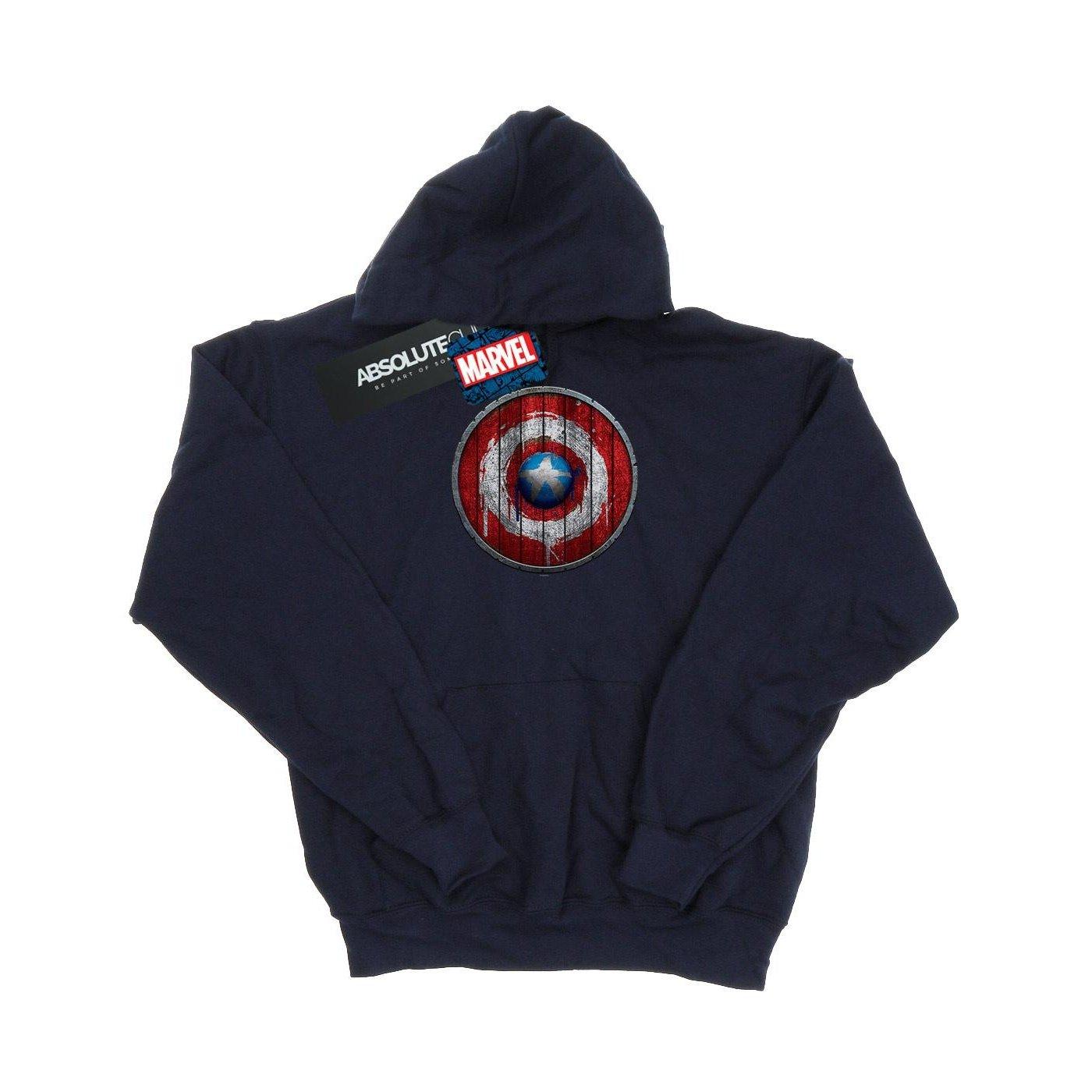 Captain America Wooden Shield Kapuzenpullover Damen Marine L von MARVEL