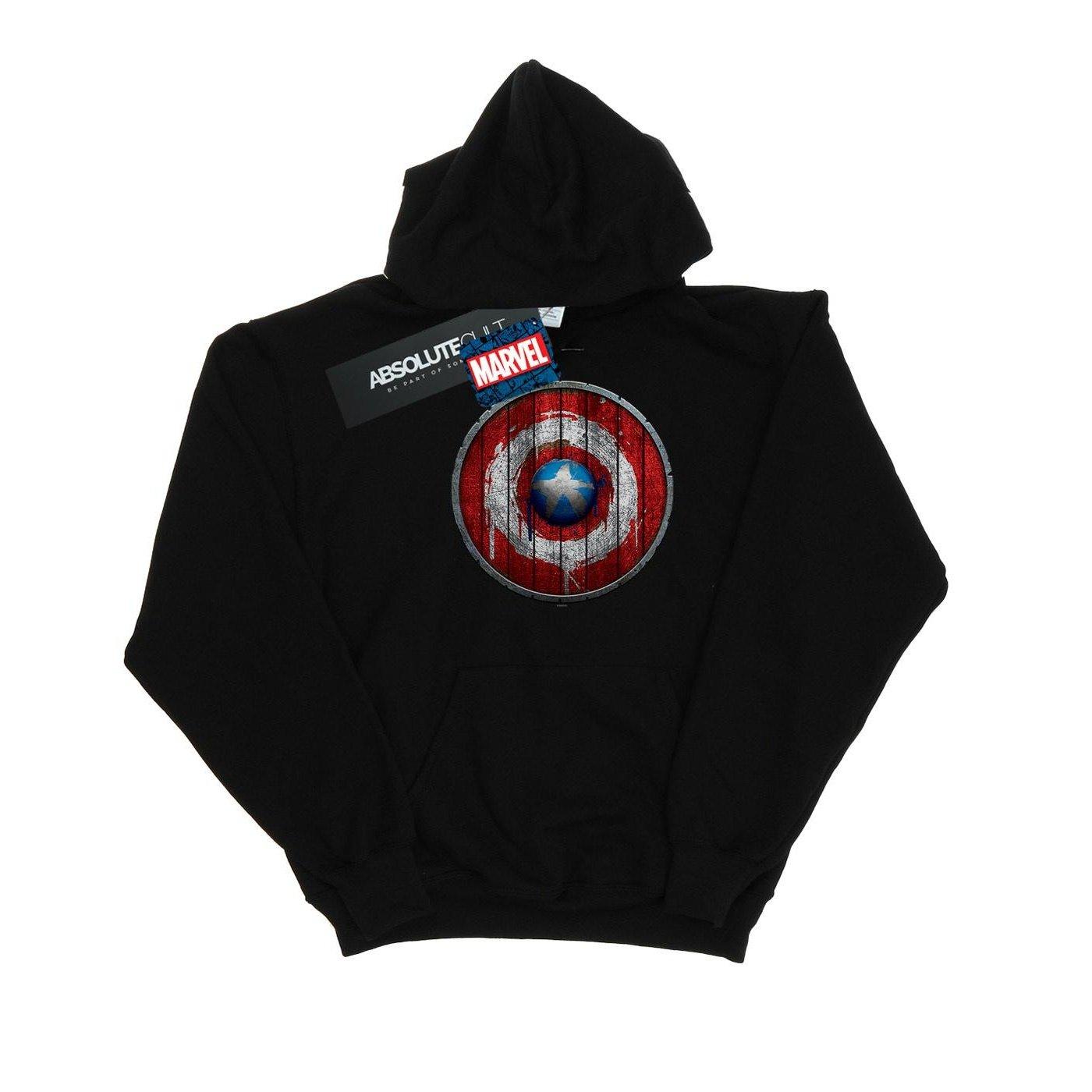 Captain America Wooden Shield Kapuzenpullover Damen Schwarz L von MARVEL