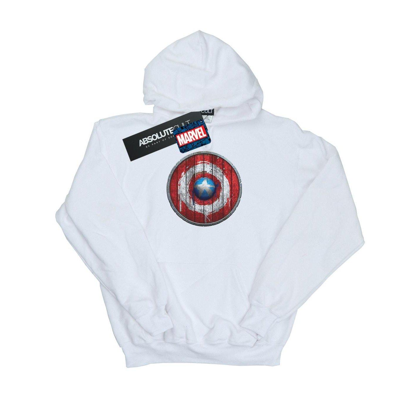 Captain America Wooden Shield Kapuzenpullover Damen Weiss M von MARVEL