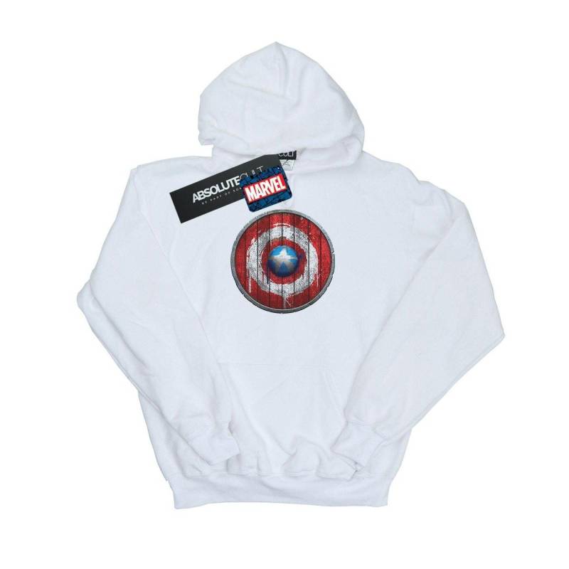 Captain America Wooden Shield Kapuzenpullover Damen Weiss XXL von MARVEL