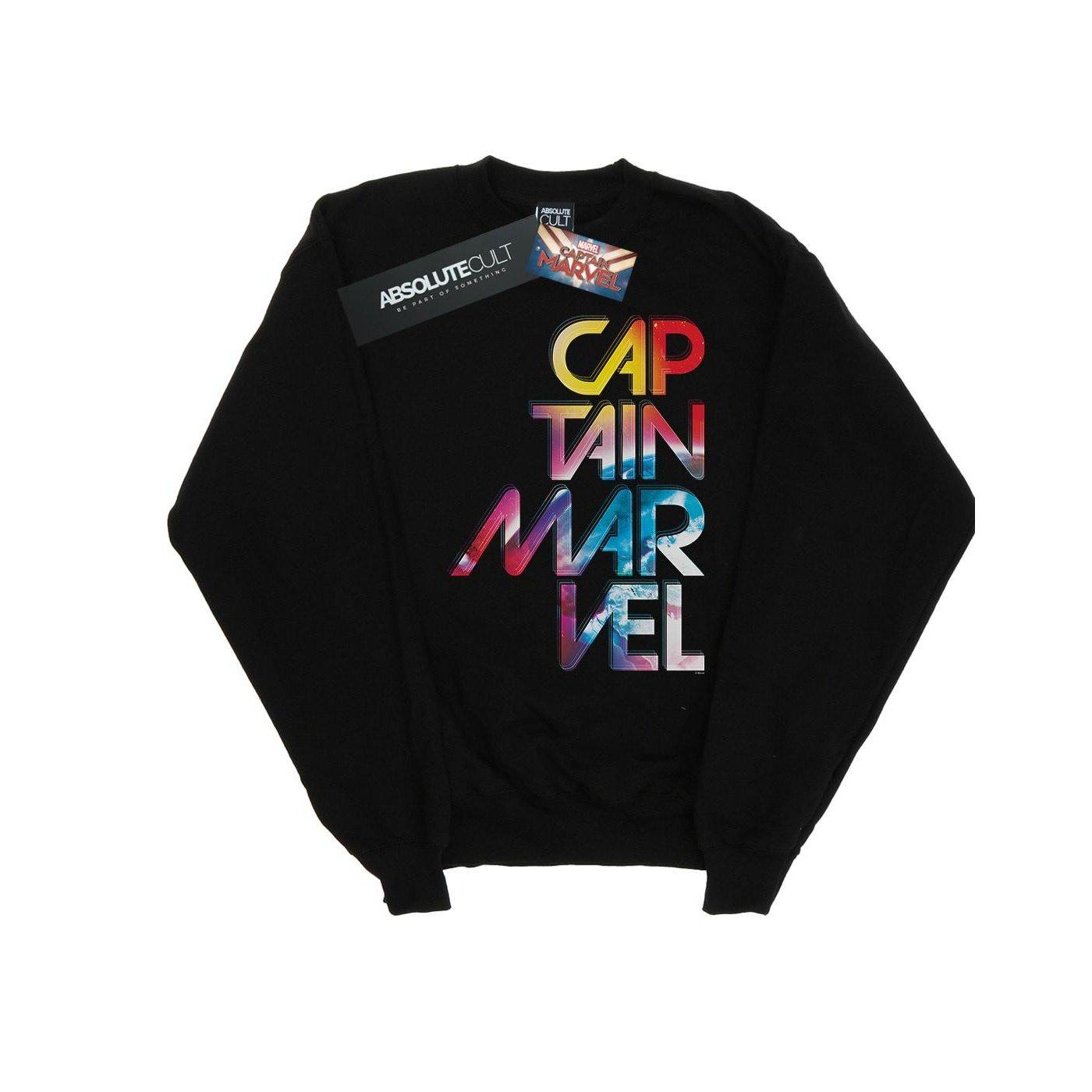 Captain Galactic Text Sweatshirt Damen Schwarz S von MARVEL