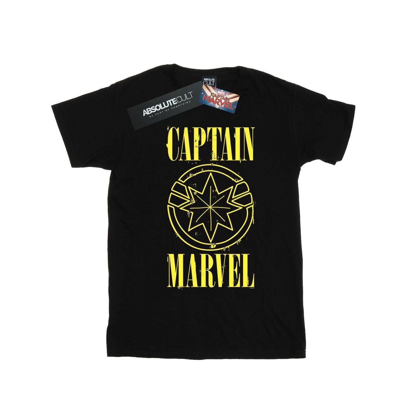 Captain Grunge Logo Tshirt Jungen Schwarz 116 von MARVEL