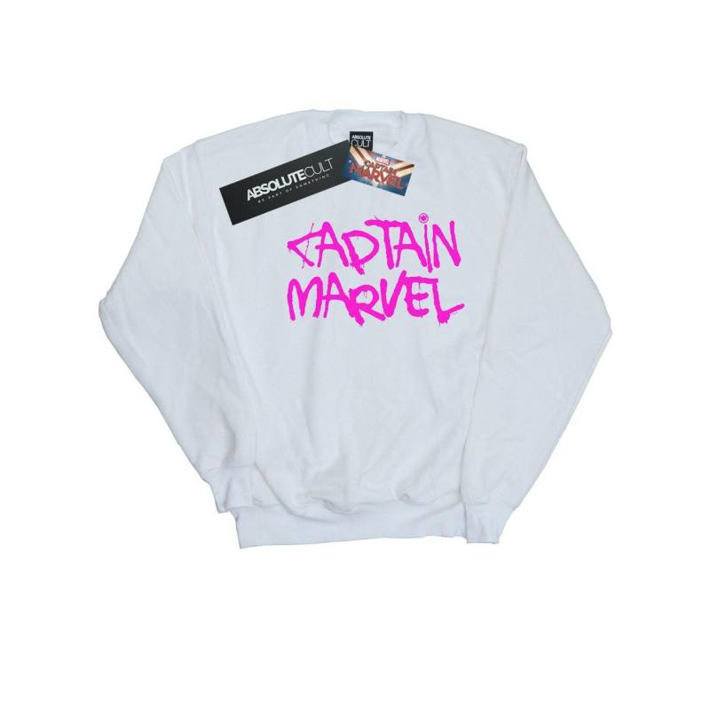 Captain Spray Text Sweatshirt Damen Weiss XL von MARVEL