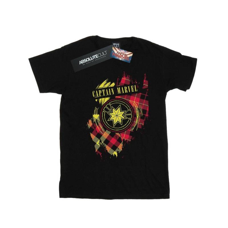 Captain Tartan Patch Tshirt Jungen Schwarz 116 von MARVEL