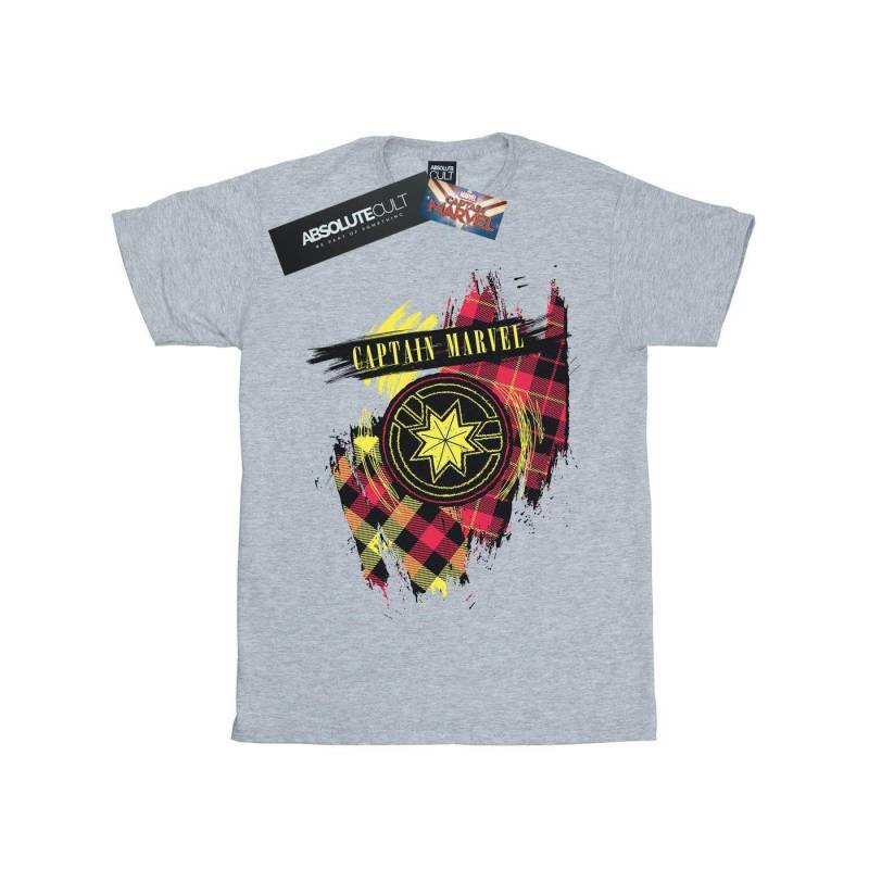 Captain Tartan Patch Tshirt Unisex Grau 128 von MARVEL