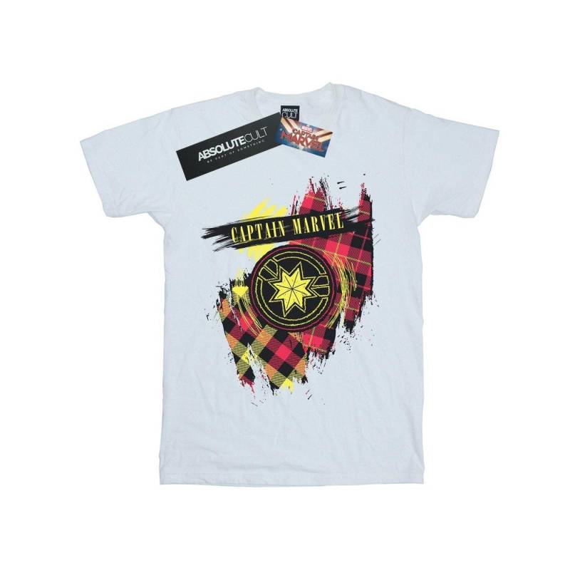 Captain Tartan Patch Tshirt Unisex Weiss 128 von MARVEL