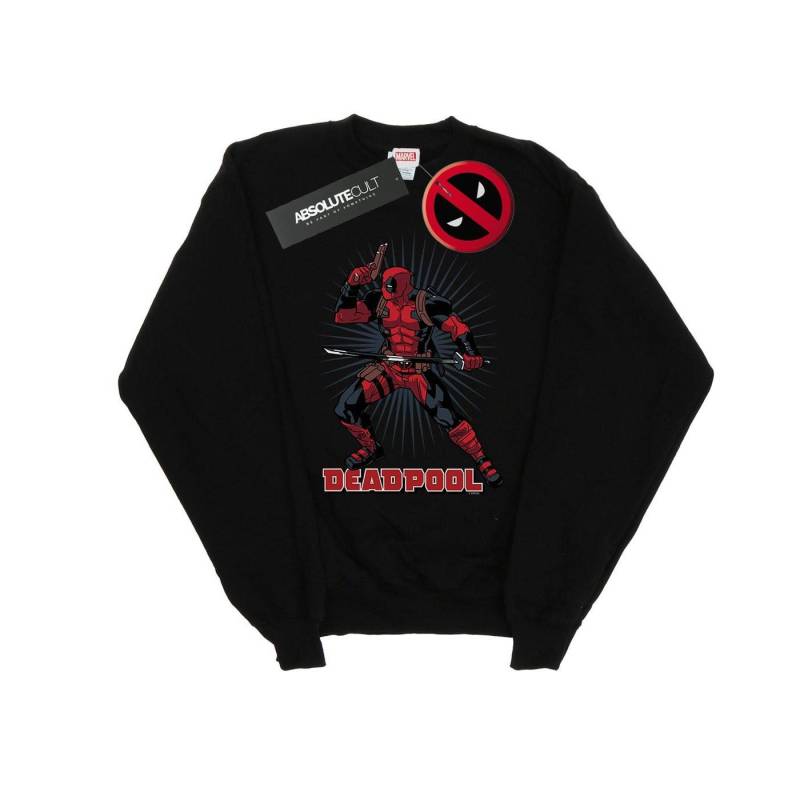 Deadpool Gun Sword Burst Sweatshirt Damen Schwarz XXL von MARVEL