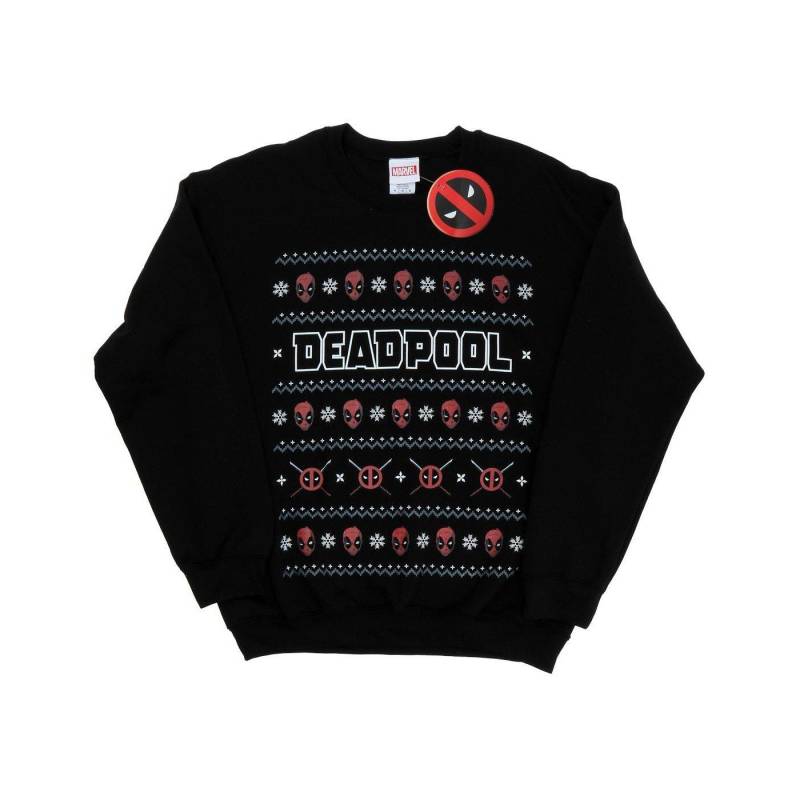 Deadpool Logo Christmas Sweatshirt Herren Schwarz XL von MARVEL