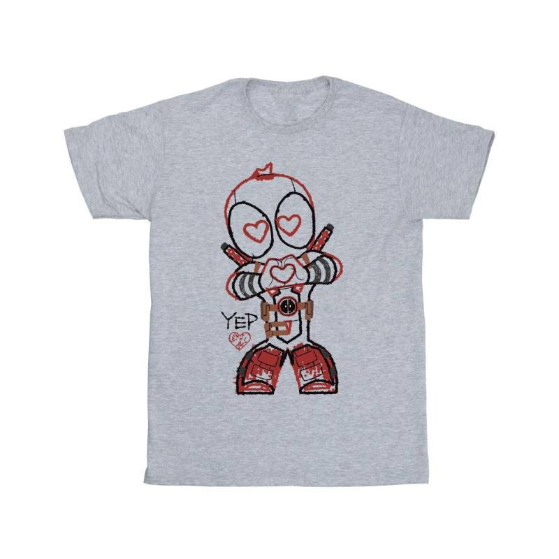 Deadpool Love Beam Line Tshirt Mädchen Grau 104 von MARVEL