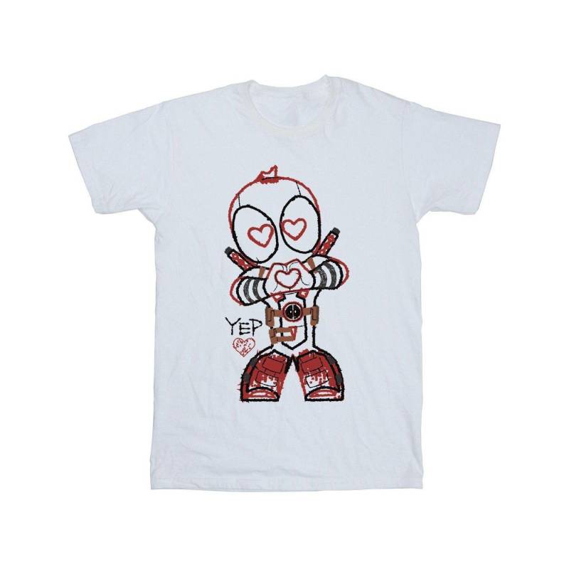 Deadpool Love Beam Line Tshirt Unisex Weiss 104 von MARVEL