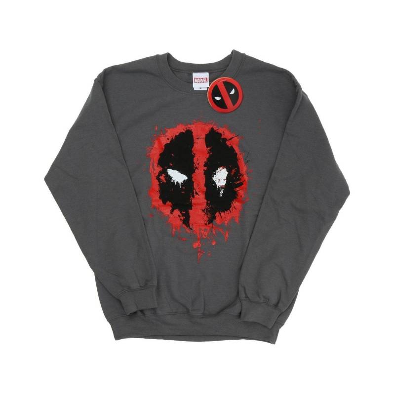 Deadpool Splat Face Sweatshirt Herren Charcoal Black L von MARVEL