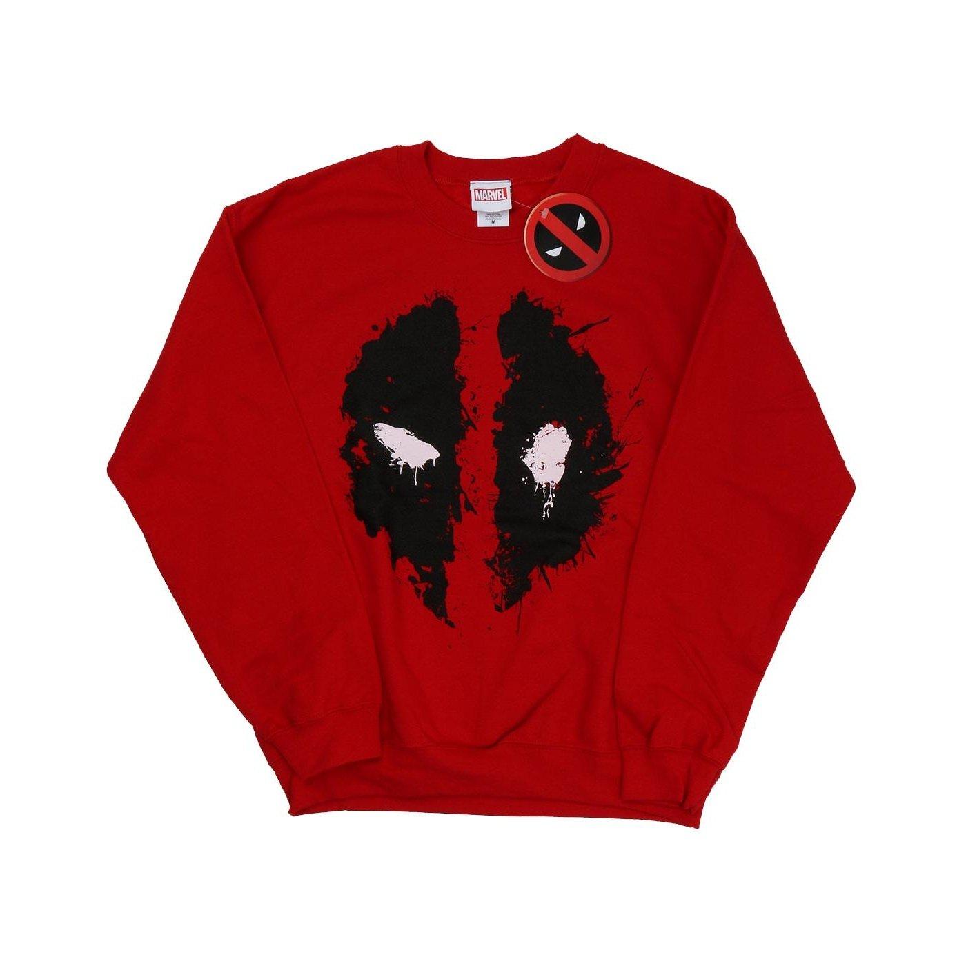 Deadpool Splat Face Sweatshirt Herren Rot Bunt XL von MARVEL