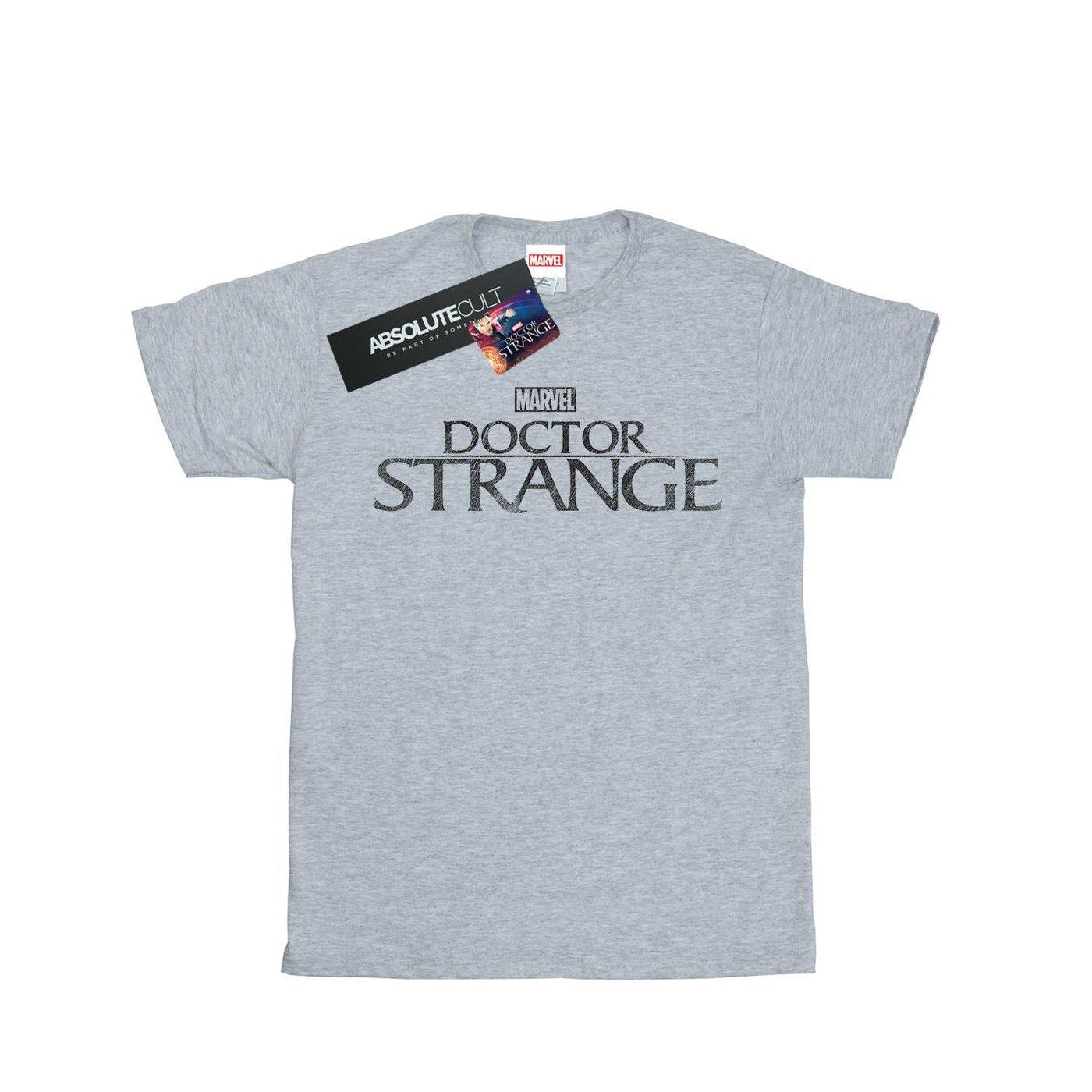 Doctor Strange Logo Tshirt Jungen Grau 116 von MARVEL