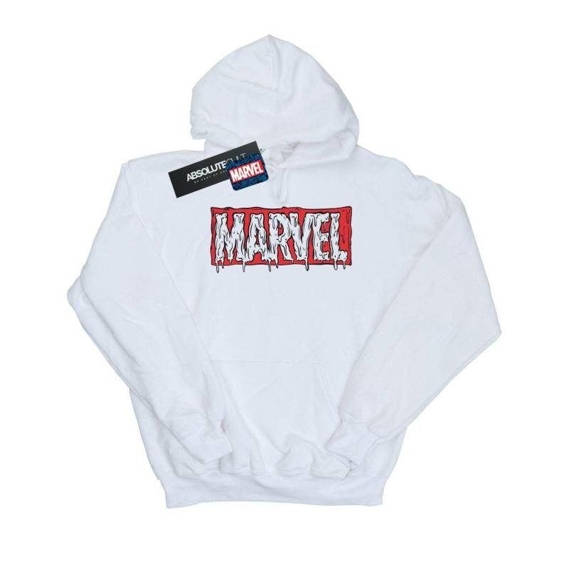 Drip Logo Kapuzenpullover Unisex Weiss 104 von MARVEL