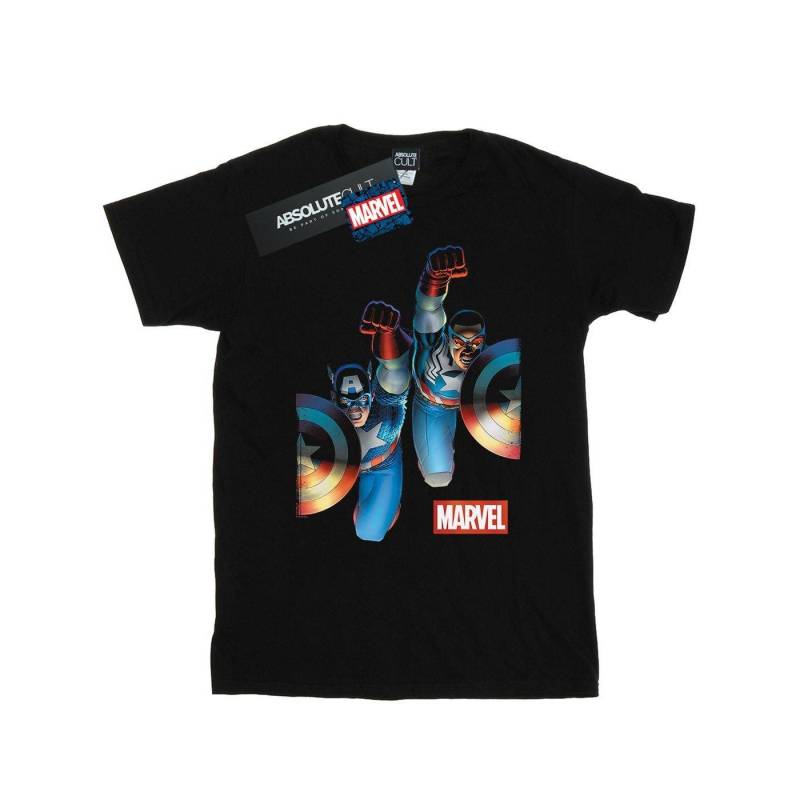 Falcon And Captain America Side By Side Tshirt Damen Schwarz S von MARVEL